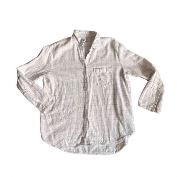 Madewell white gray plaid size small flannel button up - Picture 10 of 14